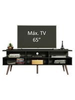 Rack Para Até 65 Polegadas Madesa Londres Com Pés Retro Preto Texturizado