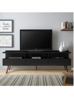 Rack Para Até 65 Polegadas Madesa Londres Com Pés Retro Preto Texturizado