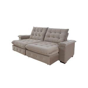 Sofá 3 Lugares Coliseu 2.00m Retrátil E Reclinável Super Pillow - Avelã