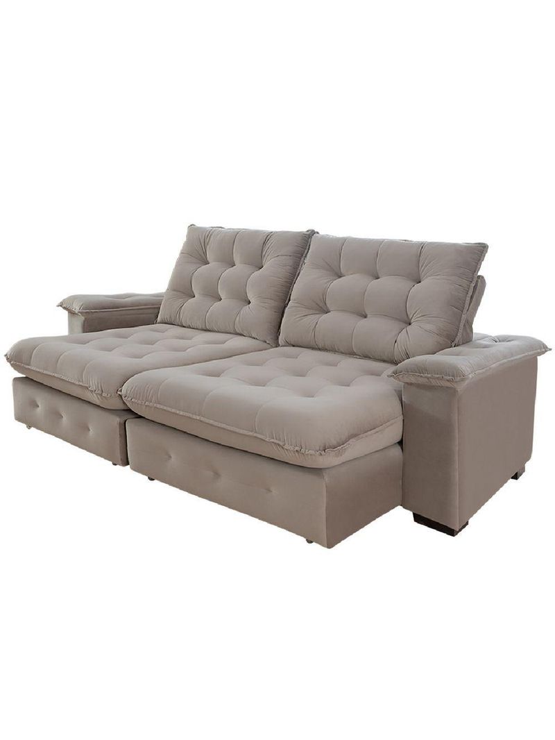 Sofá 3 Lugares Coliseu 200m Retrátil E Reclinável Super Pillow - Avelã