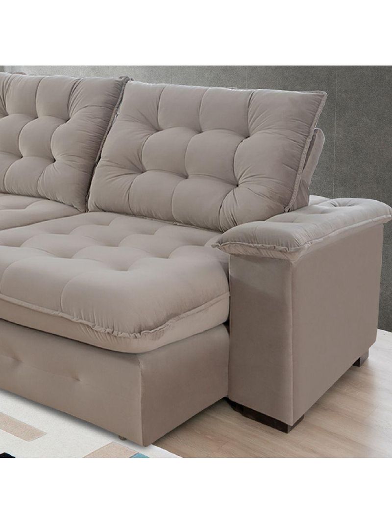 Sofá 3 Lugares Coliseu 200m Retrátil E Reclinável Super Pillow - Avelã