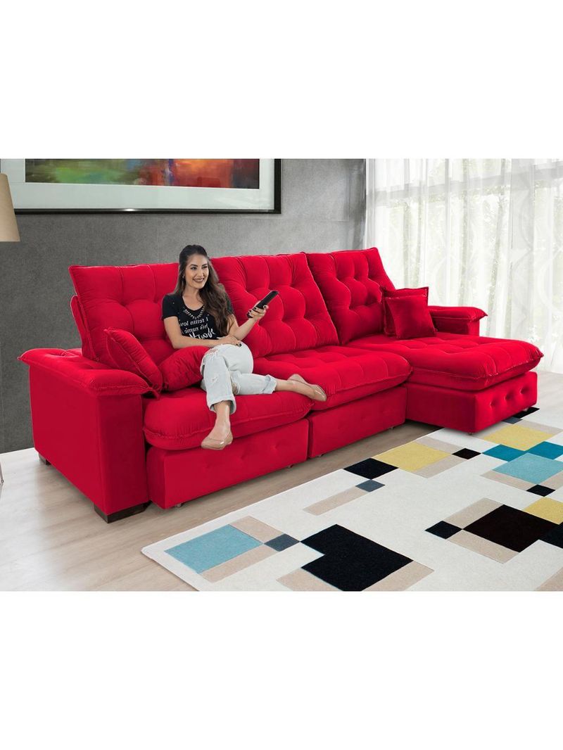 Sofá Coliseu 290m Retrátil E Reclinável Super Pillow Vermelho