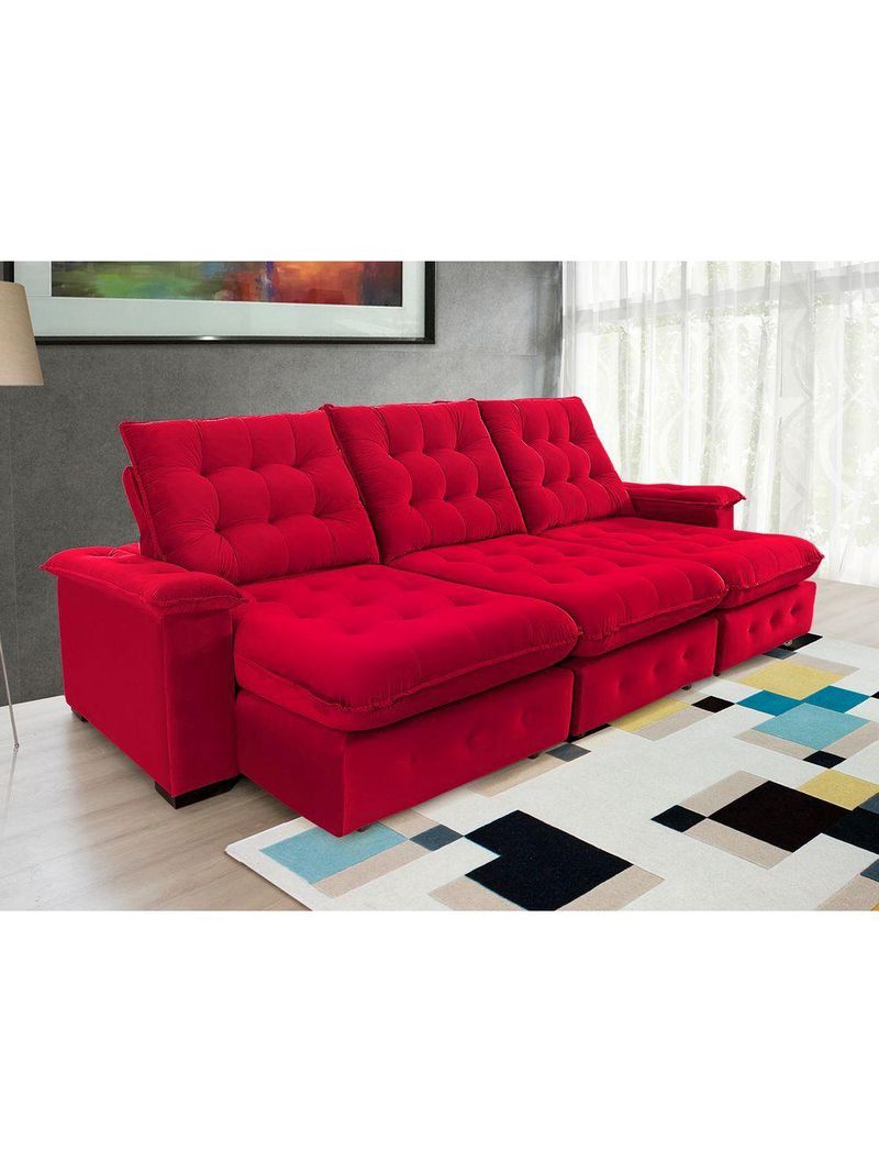 Sofá Coliseu 290m Retrátil E Reclinável Super Pillow Vermelho