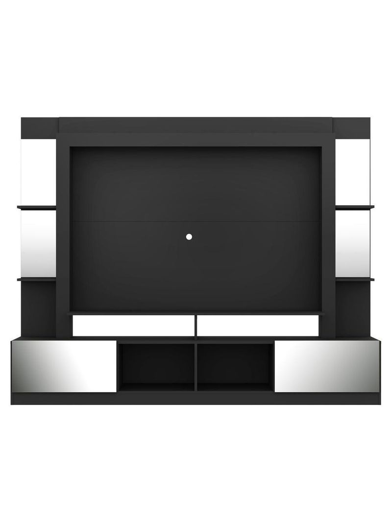 Rack Estante com Painel 65 e Espelho Oslo Preto tenerife