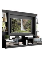 Rack Estante com Painel 65 e Espelho Oslo Preto tenerife