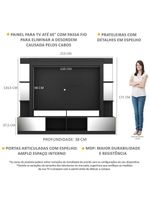 Rack Estante com Painel 65 e Espelho Oslo Preto tenerife