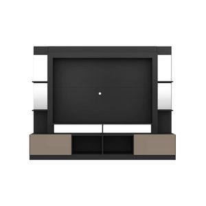 Rack C/ Painel Suporte Tv 65´´ C/ Espelho Preto/Laca Fumê