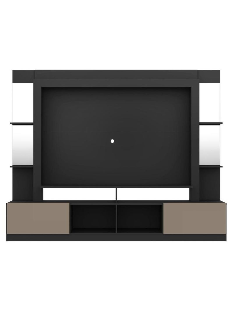 Rack C/ Painel Suporte 65´´ C/ Espelho Preto/Laca Fumê