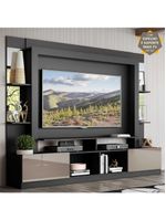 Rack C/ Painel Suporte 65´´ C/ Espelho Preto/Laca Fumê