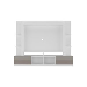 Rack Estante Com Painel E Suporte Tv 65" E 2 Portas Catar Multimóveis Br3386 Branco/lacca Fumê