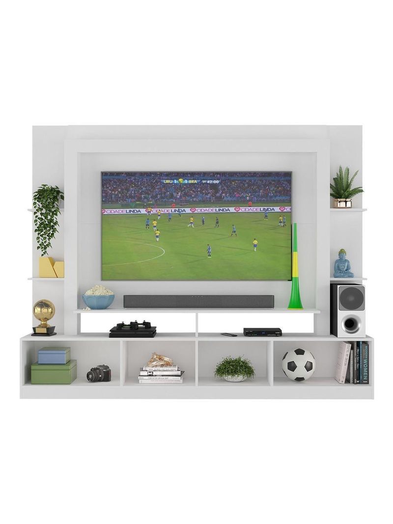 Rack Estante + Painel 65" Br3386 Branco/lacca Fumê