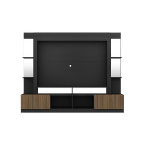 Estante Com Suporte Tv 65" Prateleiras C/ Espelho Oslo Multimóveis V3385 Preto/Madeirado