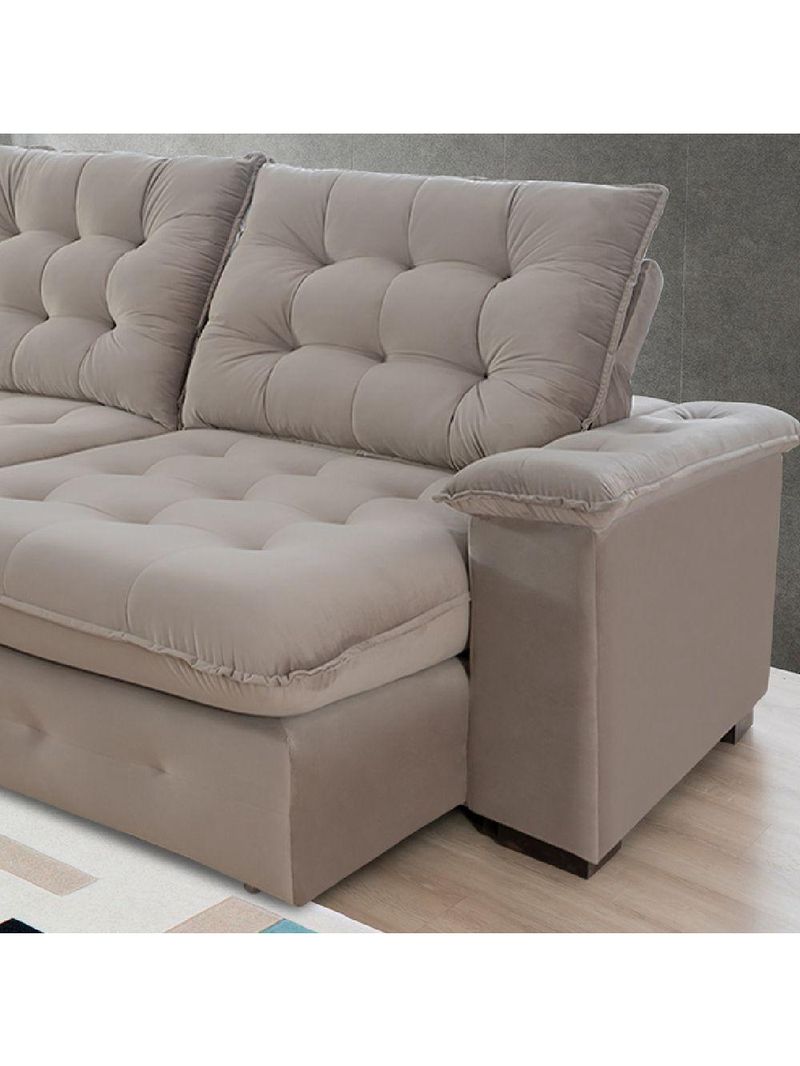 Sofá 4 Lugares Coliseu 260m Retrátil E Reclinável Super Pillow - Avelã