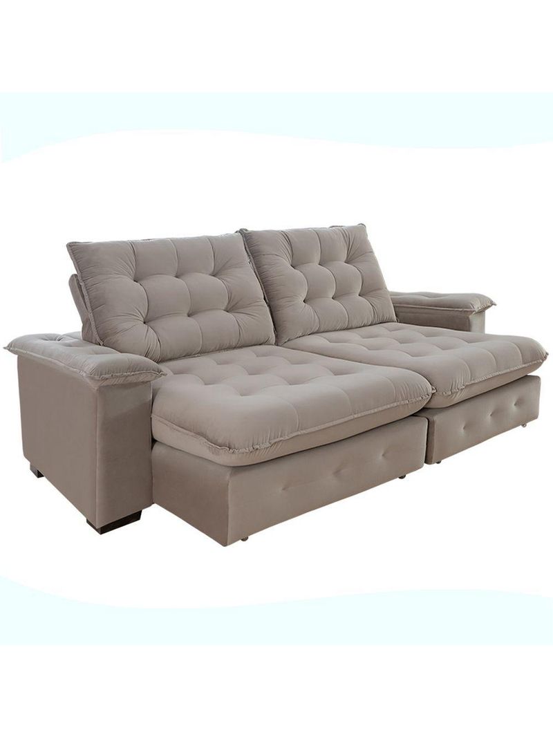 Sofá 4 Lugares Coliseu 260m Retrátil E Reclinável Super Pillow - Avelã