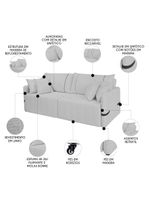 Sofá Cama Retrátil 160cm Essence D05 Linho Cinza/preto - Mpozenato