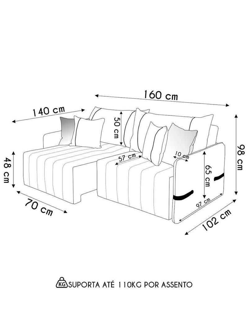 Sofá Cama Retrátil 160cm Essence D05 Linho Cinza/preto - Mpozenato