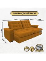 Sofá 3 Lugares Coliseu 200m Retrátil E Reclinável Super Pillow - Terra
