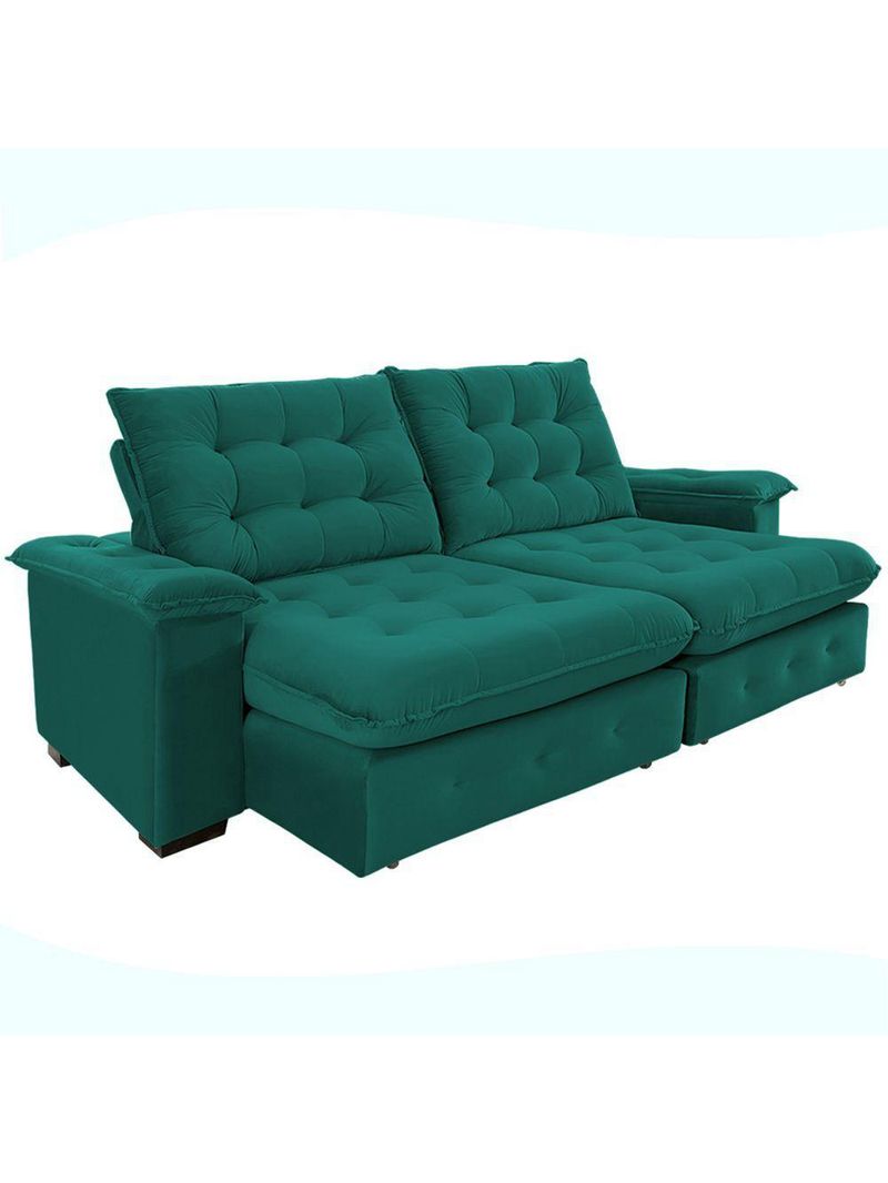 Sofá 4 Lugares Coliseu 260m Retrátil E Reclinável Super Pillow - Verde