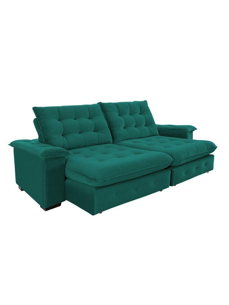Sofá 4 Lugares Coliseu 260m Retrátil E Reclinável Super Pillow - Verde