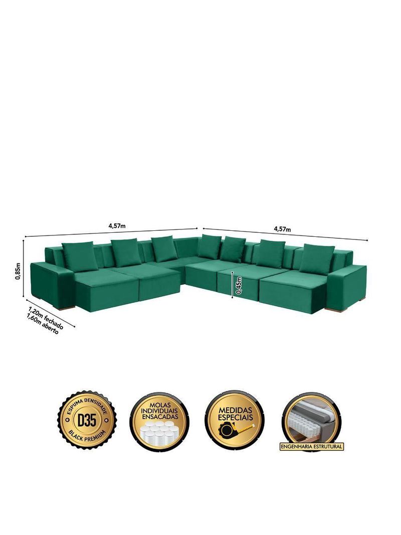 Sofá De Canto Dubai 4,57x4,57m-verde