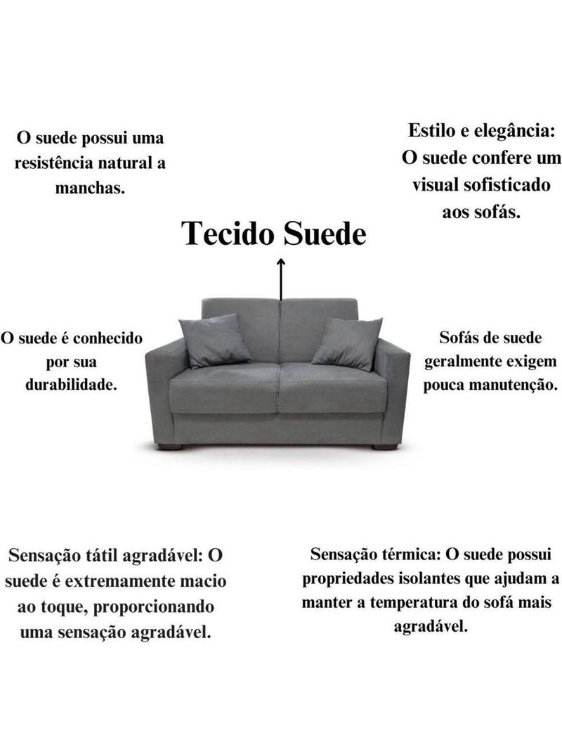 Sofá 2 Lugares Sala De Estar Recepção Suede Vitória Cinza