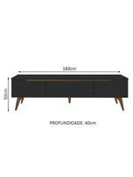 Rack Retrô Reims Para Até 75" Pés De Madeira Preto