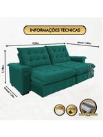 Sofá Coliseu 200m Retrátil E Reclinável Super Pillow Verde