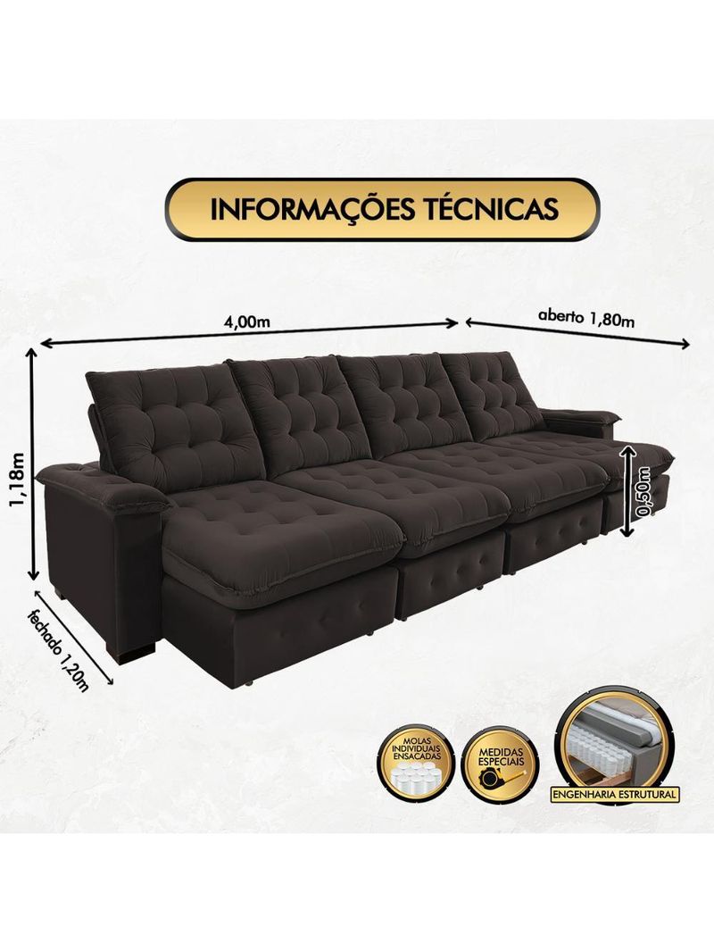 Sofá Coliseu 400m Retrátil E Reclinável Super Pillow Marrom