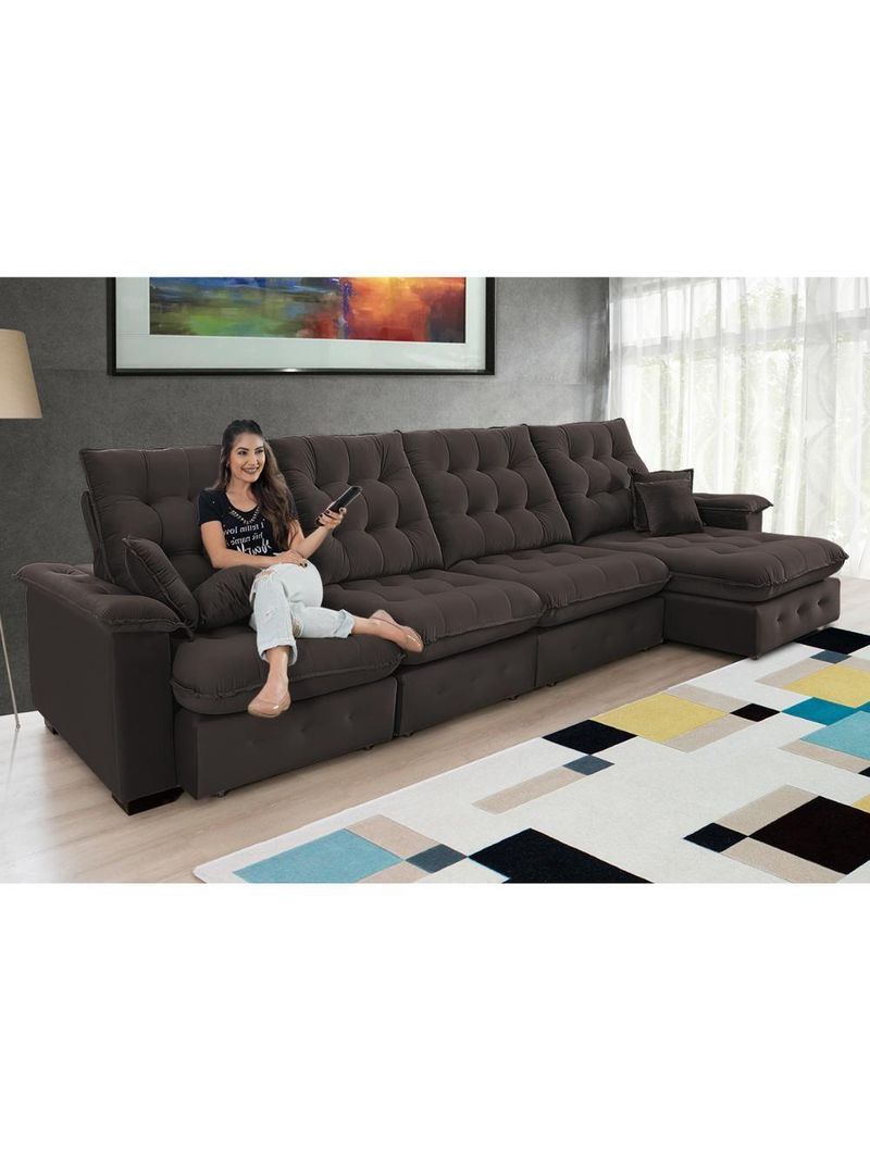 Sofá Coliseu 400m Retrátil E Reclinável Super Pillow Marrom
