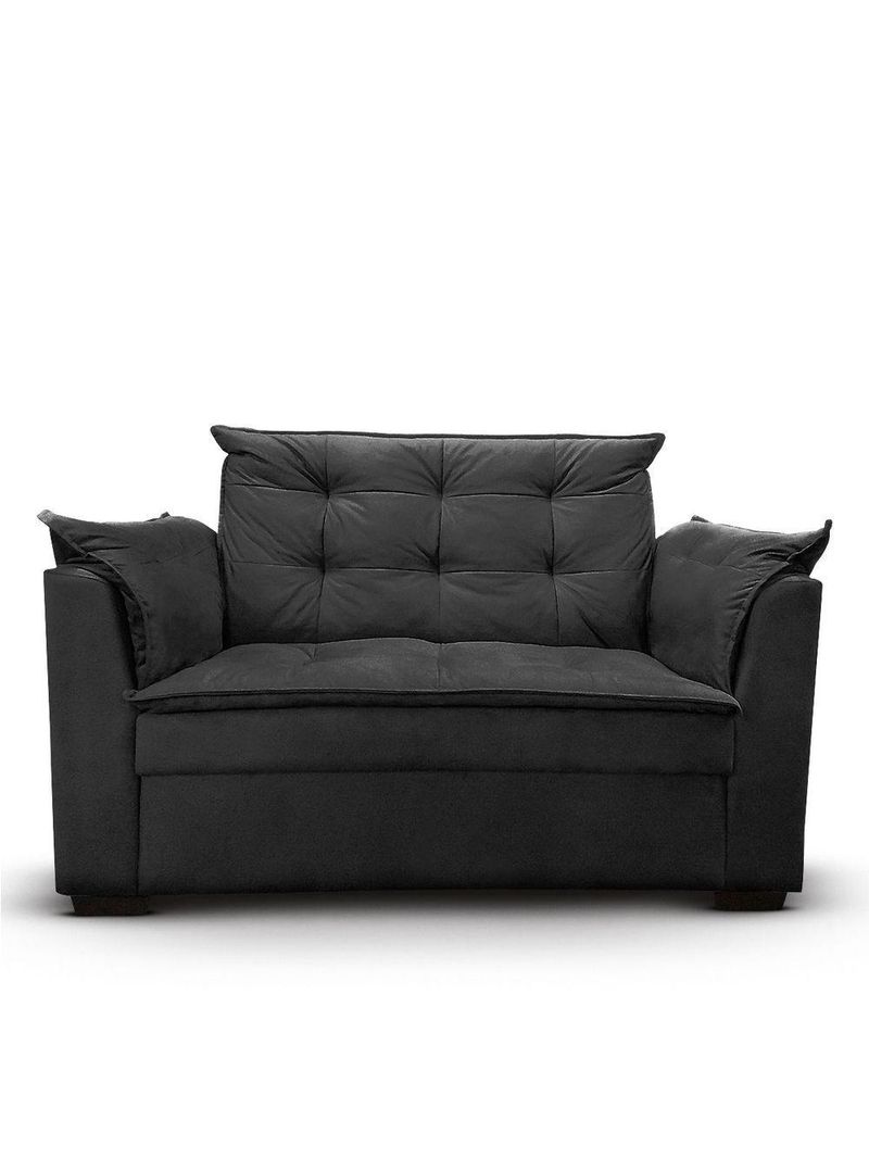 Sofá 2 Lugares Para Sala Moderno Confortável Stella Suede Cor:preto