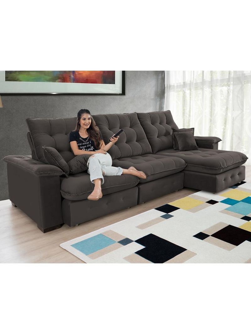 Sofá Coliseu 310m Retrátil E Reclinável Super Pillow Marrom