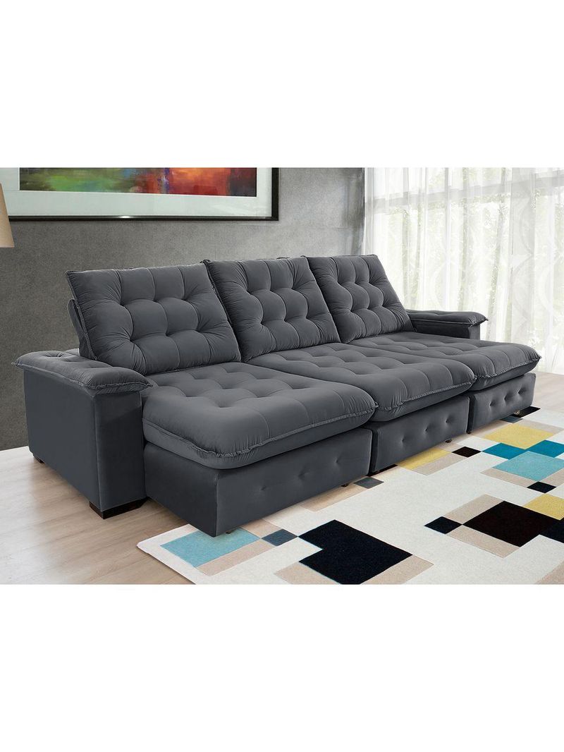 Sofá Coliseu 310m Retrátil E Reclinável Super Pillow Chumbo
