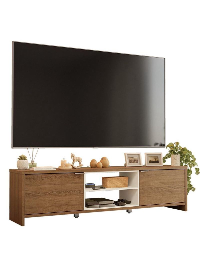 Rack Para Até 80 Polegadas 180cm 2 Portas Rustic-branco Linz Madesa