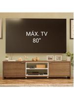 Rack Para Até 80 Polegadas 180cm 2 Portas Rustic-branco Linz Madesa