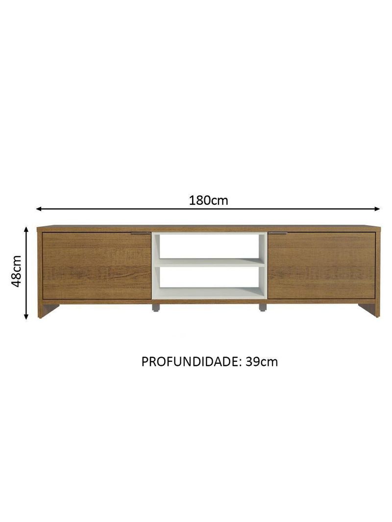 Rack Para Até 80 Polegadas 180cm 2 Portas Rustic-branco Linz Madesa