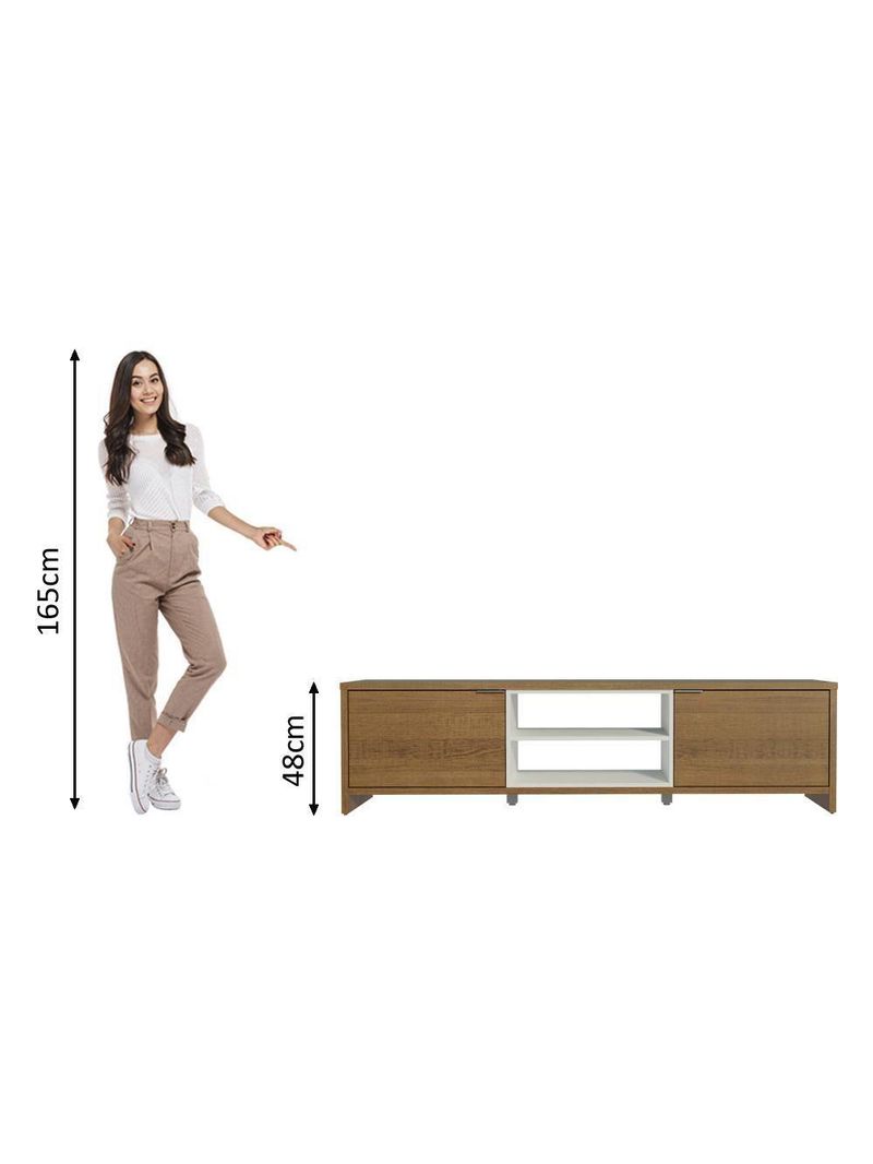 Rack Para Até 80 Polegadas 180cm 2 Portas Rustic-branco Linz Madesa