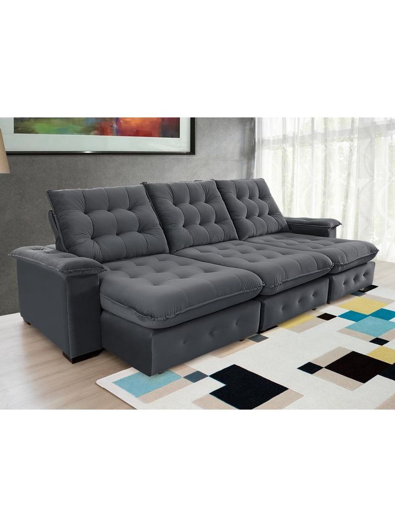 Sofá Coliseu 310m Retrátil E Reclinável Super Pillow Chumbo