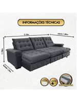 Sofá Coliseu 310m Retrátil E Reclinável Super Pillow Chumbo