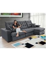 Sofá Coliseu 310m Retrátil E Reclinável Super Pillow Chumbo
