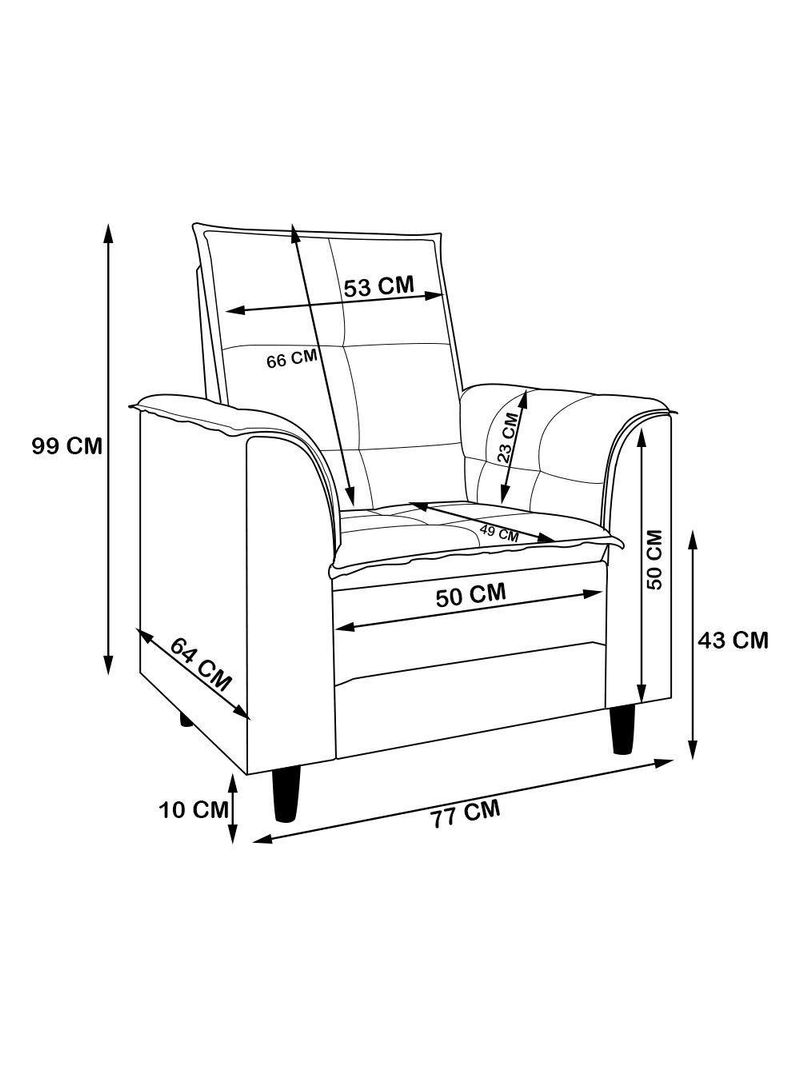 Poltrona Decorativa Estofada Confortável Sala Miley Veludo Cinza