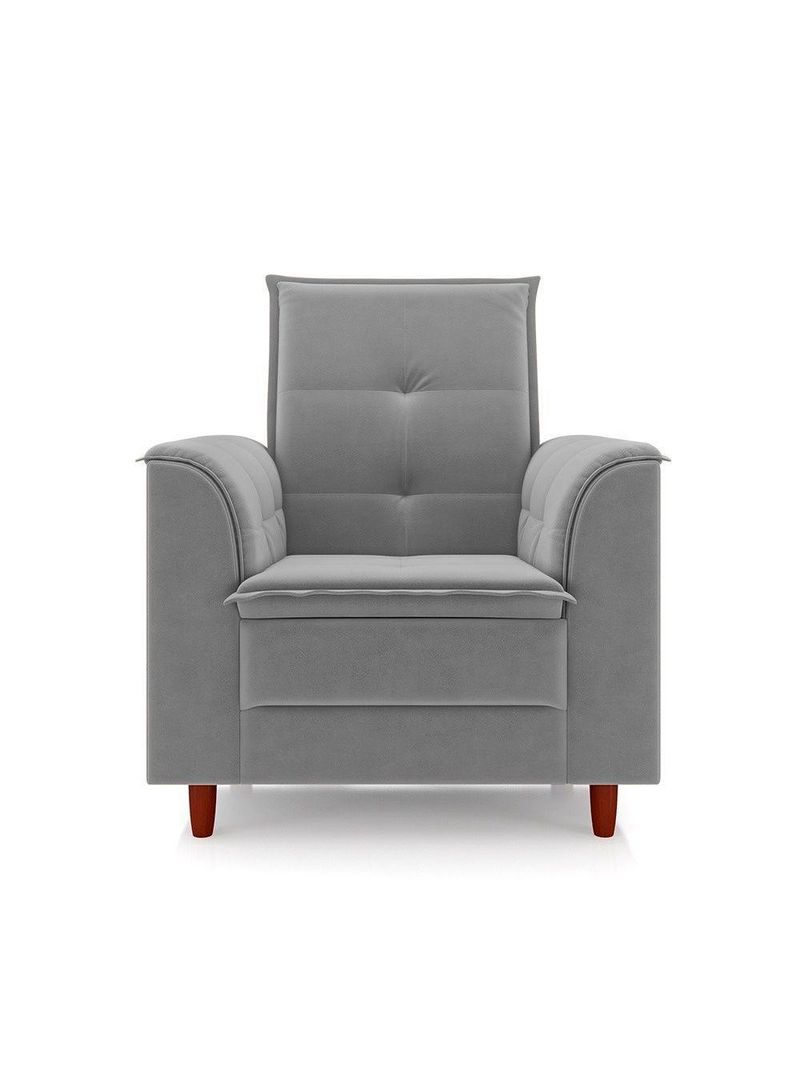 Poltrona Decorativa Estofada Confortável Sala Miley Veludo Cinza