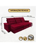Sofá Coliseu 290m Retrátil E Reclinável Super Pillow Vinho