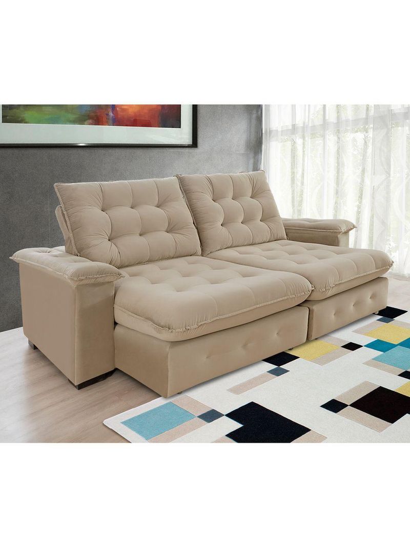 Sofá Coliseu 230m Retrátil E Reclinável Super Pillow Bege