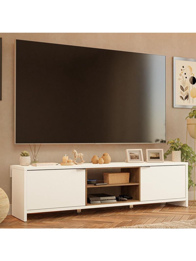 Rack Para Até 80 Polegadas 180cm 2 Portas Branco-rustic Linz Madesa