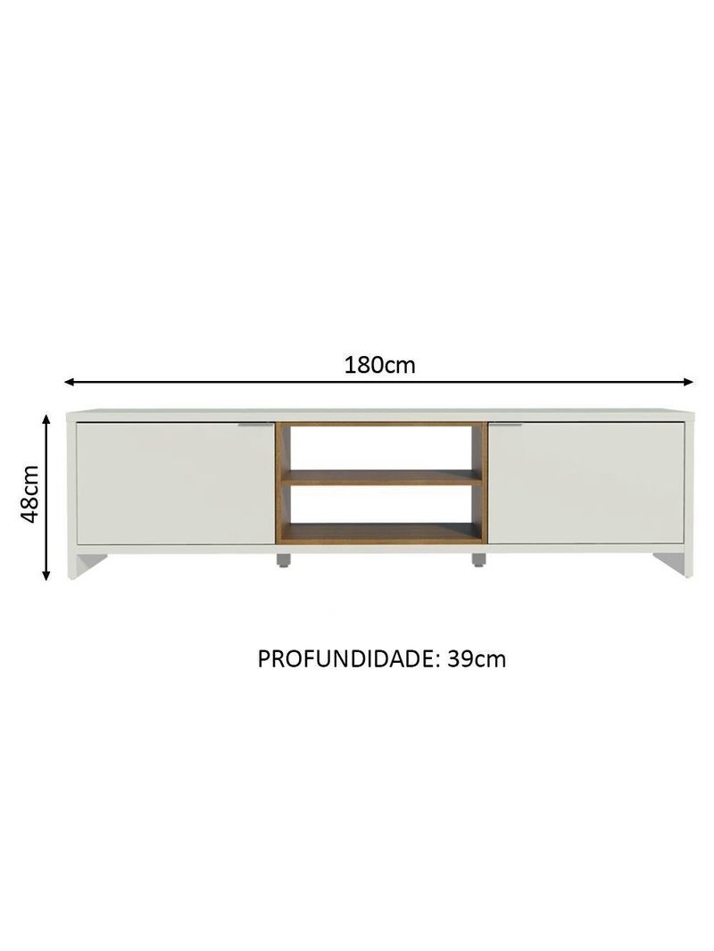 Rack Para Até 80 Polegadas 180cm 2 Portas Branco-rustic Linz Madesa