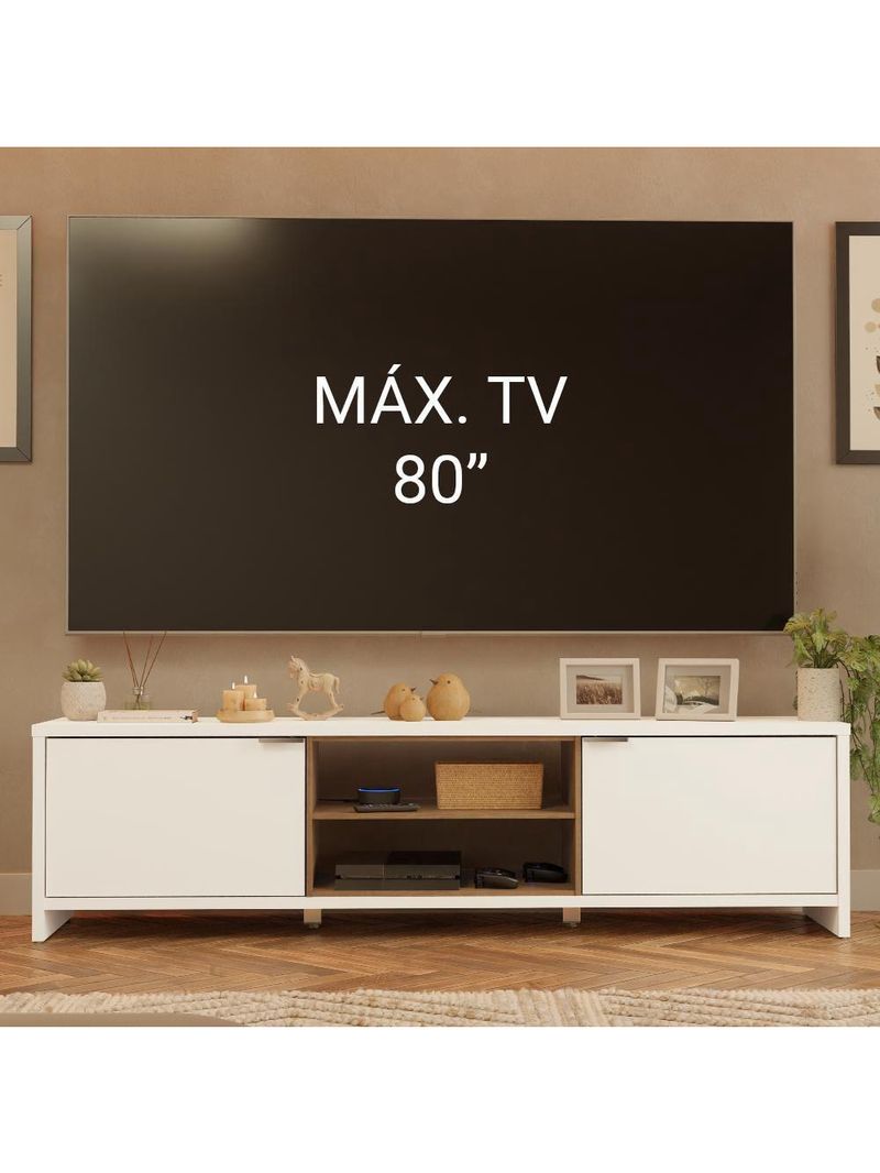 Rack Para Até 80 Polegadas 180cm 2 Portas Branco-rustic Linz Madesa
