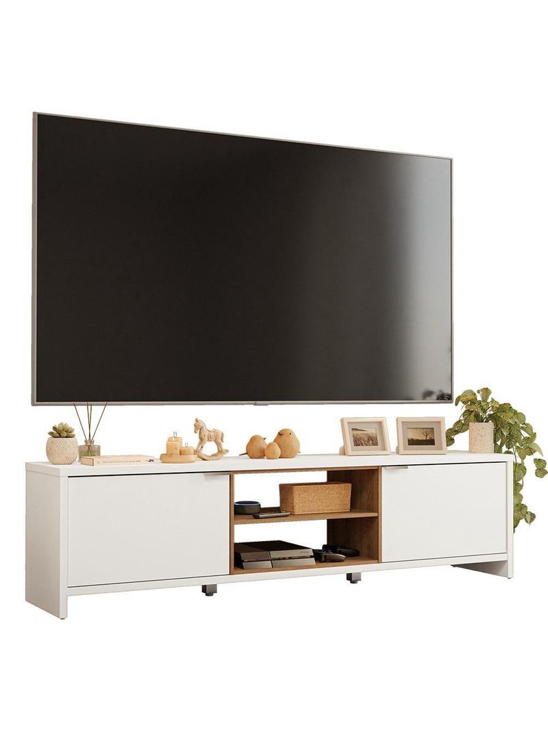 Rack Para Até 80 Polegadas 180cm 2 Portas Branco-rustic Linz Madesa