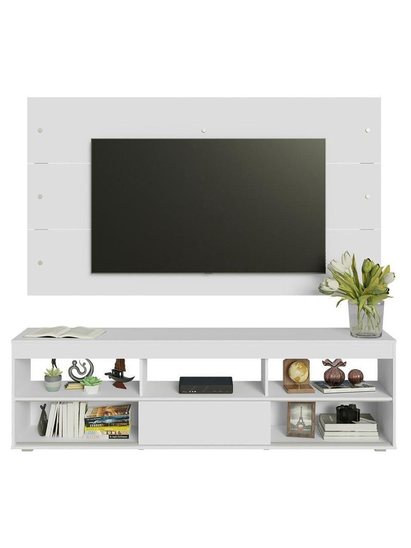 Rack Com Painel Para Até 65 Polegadas Branco Orlando Madesa Branco