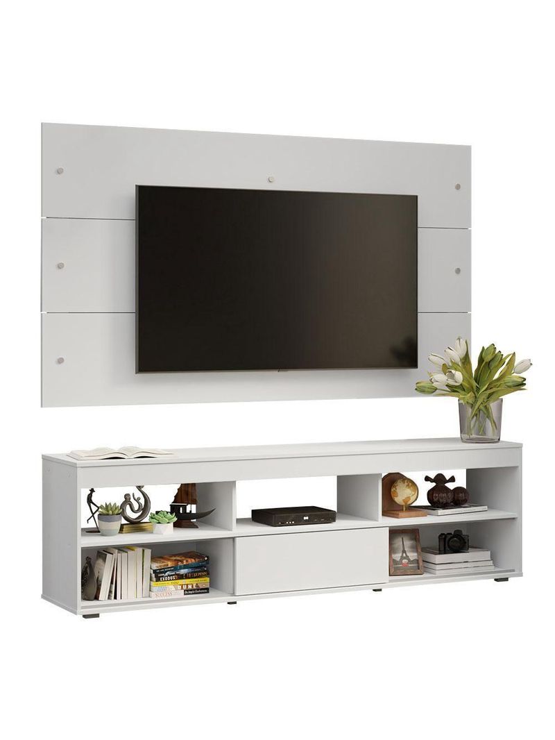 Rack Com Painel Para Até 65 Polegadas Branco Orlando Madesa Branco