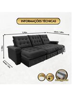 Sofá Coliseu 290m Retrátil E Reclinável Super Pillow Preto